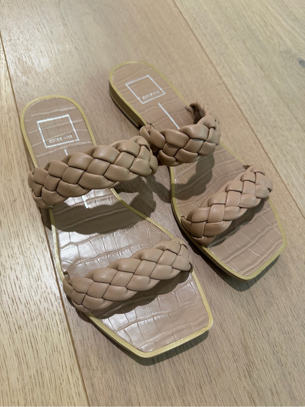 Dolce Vita Braided Double-Strap Indy Sandals in Tan